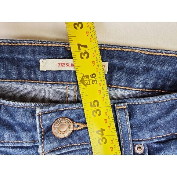 Levis Size 27X30 Womens 712 Slim Blue Denim Logo Tag 5 Pocket Jeans - Picture 12 of 14